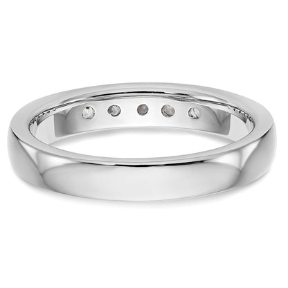 14K White Gold 5 Stone 1/3 Carat Round Diamond Complete Channel Band