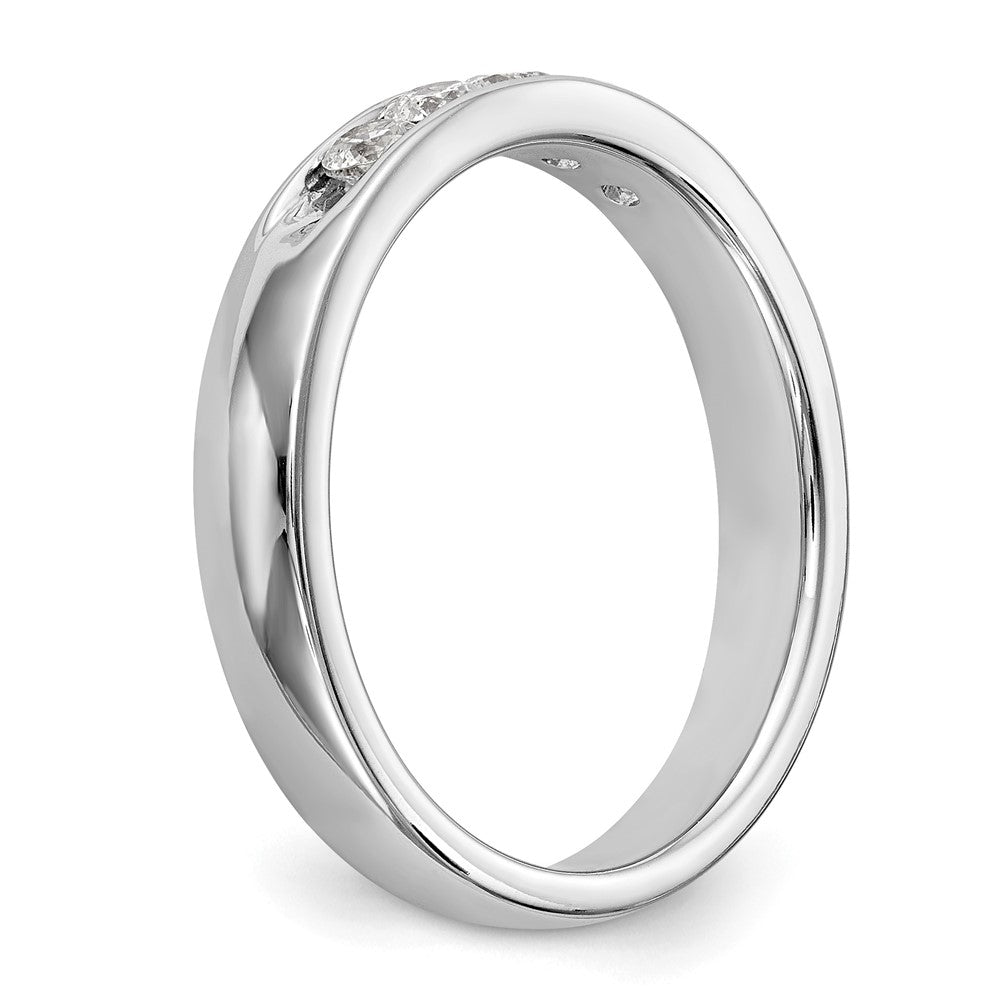 14K White Gold 5 Stone 1/3 Carat Round Diamond Complete Channel Band