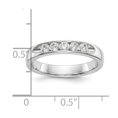14K White Gold 5 Stone 1/3 Carat Round Diamond Complete Channel Band