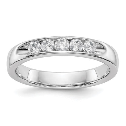 14K White Gold 5 Stone 1/3 Carat Round Diamond Complete Channel Band