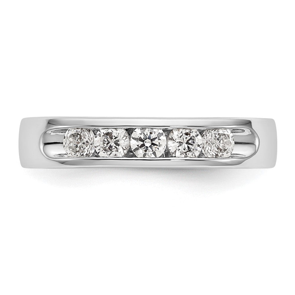 14K White Gold 5-Stone 1/2 carat Round Diamond Complete Channel Wedding Band Ring