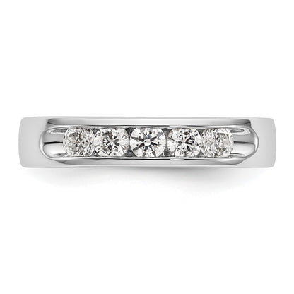 14K White Gold 5-Stone 1/2 carat Round Diamond Complete Channel Wedding Band Ring