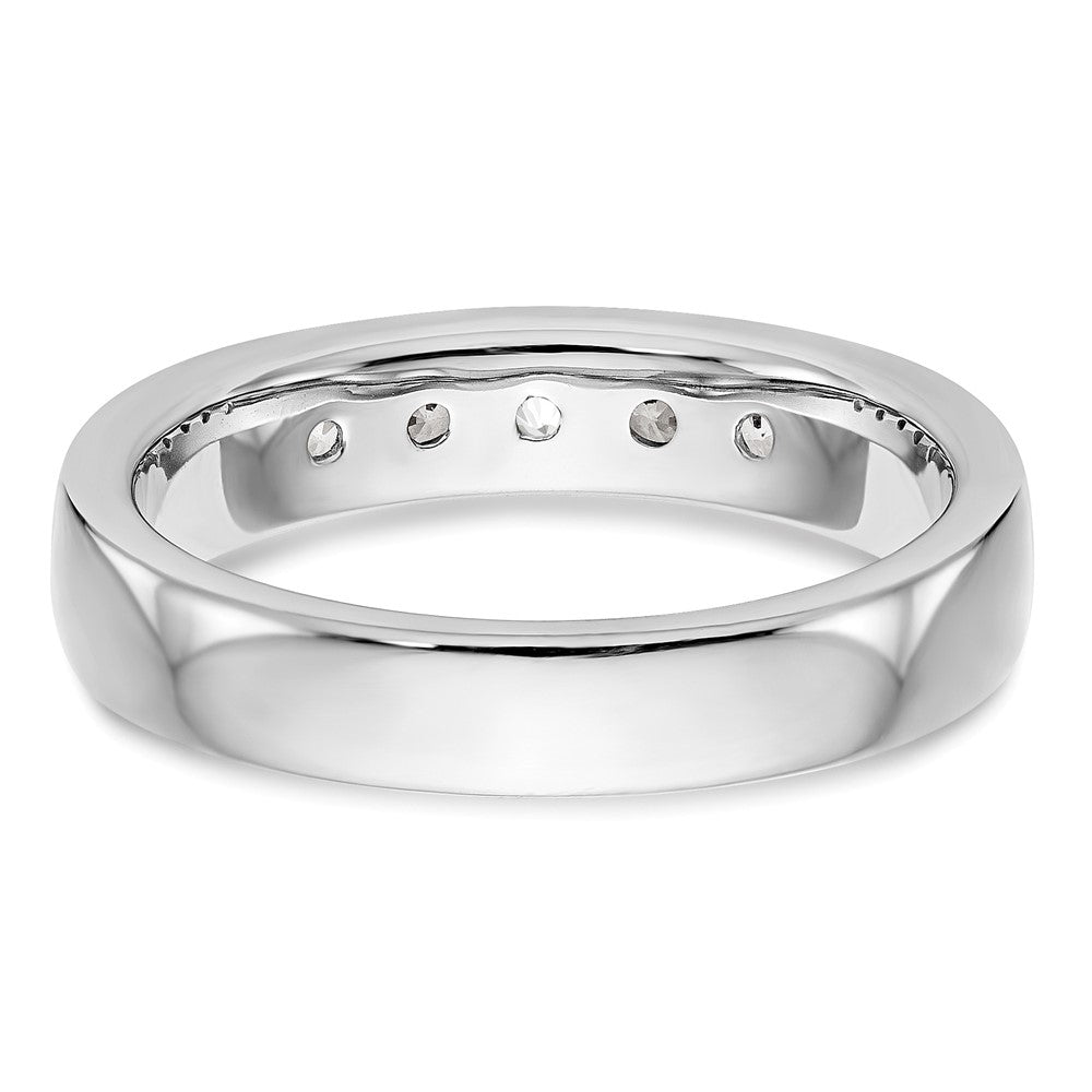 14K White Gold 5-Stone 1/2 carat Round Diamond Complete Channel Wedding Band Ring