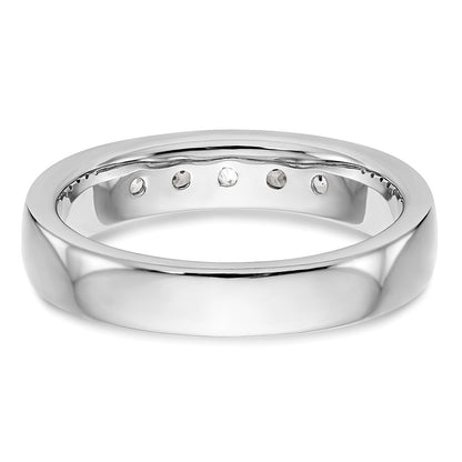 14K White Gold 5-Stone 1/2 carat Round Diamond Complete Channel Wedding Band Ring