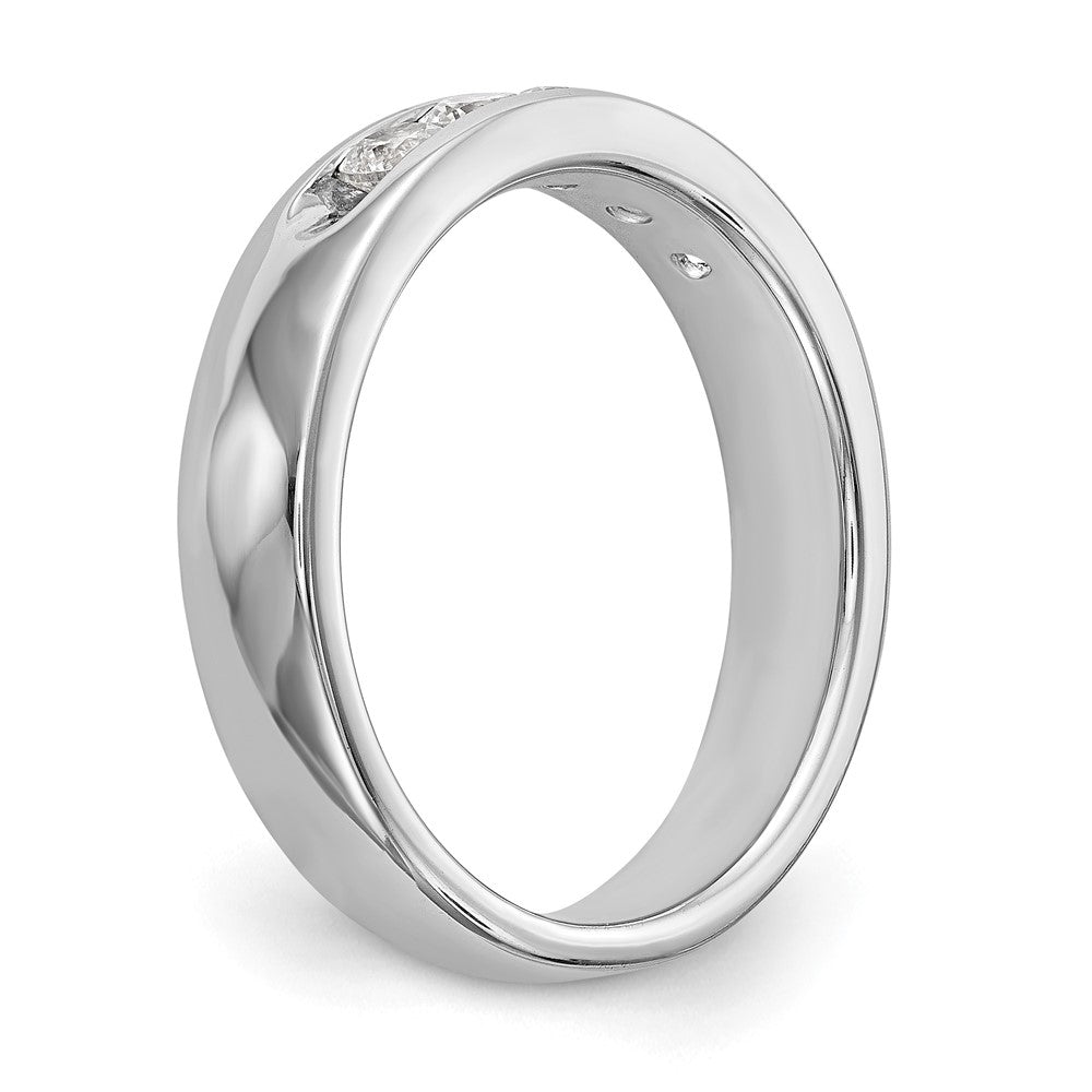 14K White Gold 5-Stone 1/2 carat Round Diamond Complete Channel Wedding Band Ring