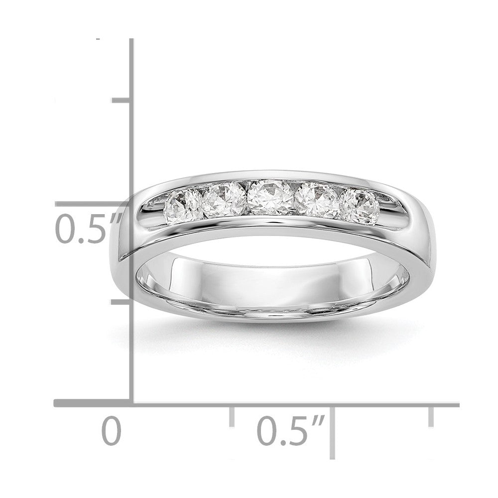 14K White Gold 5-Stone 1/2 carat Round Diamond Complete Channel Wedding Band Ring