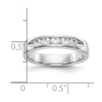 14K White Gold 5-Stone 1/2 carat Round Diamond Complete Channel Wedding Band Ring