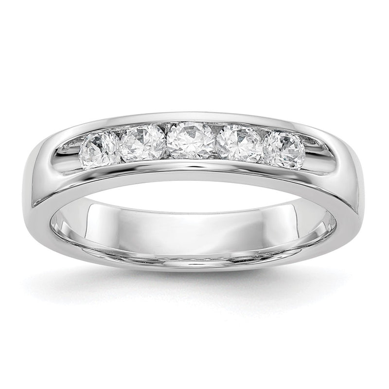 14K White Gold 5-Stone 1/2 carat Round Diamond Complete Channel Wedding Band Ring