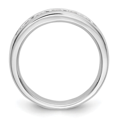 14K White Gold 5-Stone Diamond Channel Wedding Band Ring