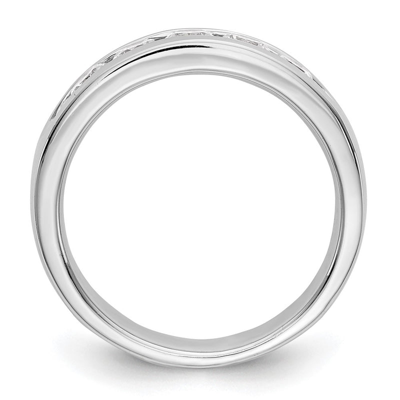 14K White Gold 5-Stone Diamond Channel Wedding Band Ring
