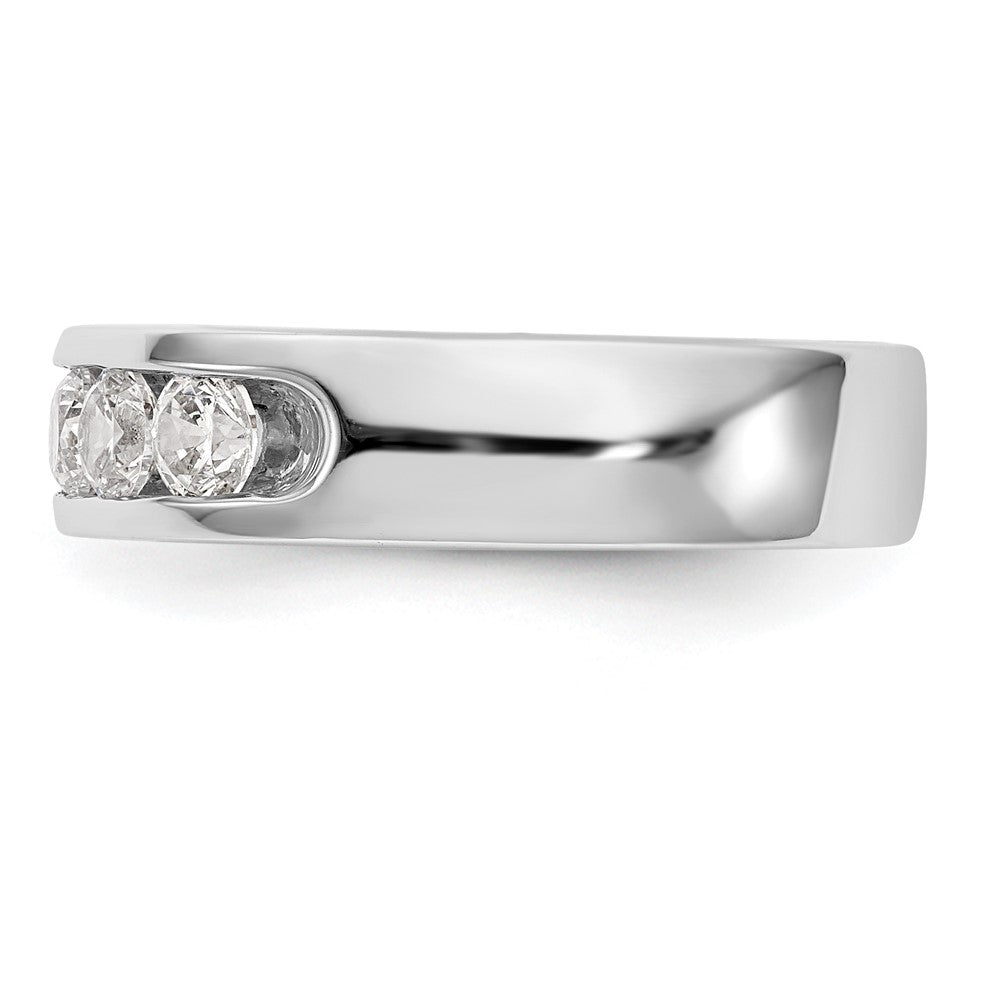 14K White Gold 5-Stone 3/4 carat Round Diamond Complete Channel Wedding Band Ring