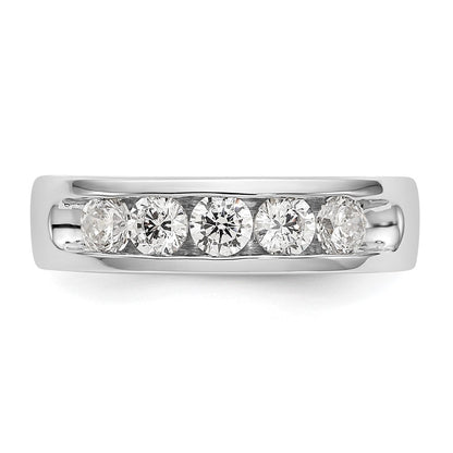 14K White Gold 5-Stone 3/4 carat Round Diamond Complete Channel Wedding Band Ring