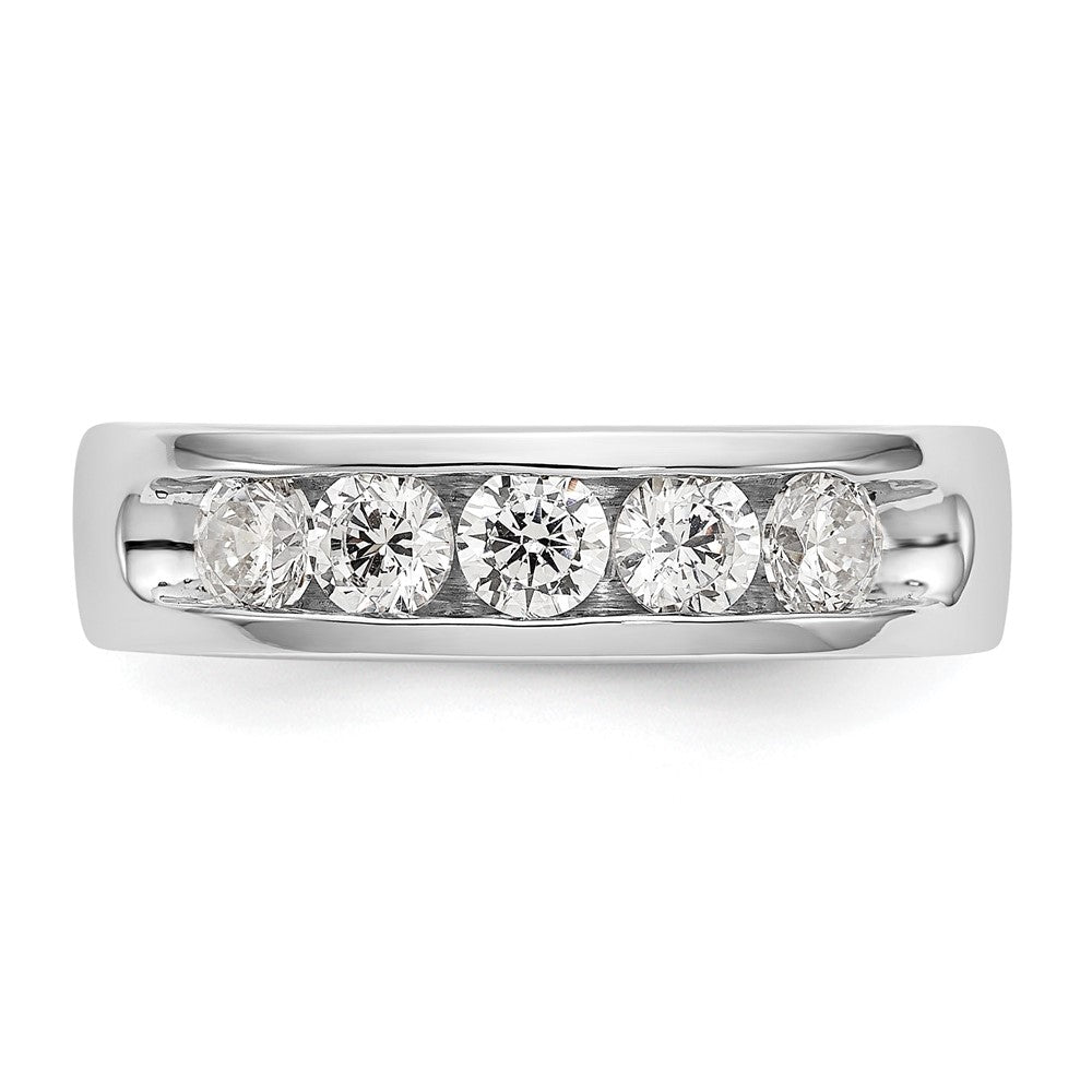 14K White Gold 5-Stone Diamond Channel Wedding Band Ring