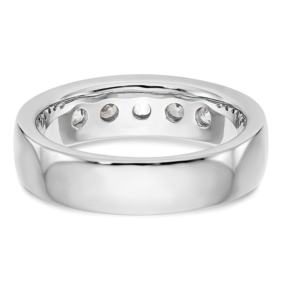 14K White Gold 5-Stone 3/4 carat Round Diamond Complete Channel Wedding Band Ring