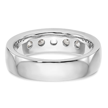 14K White Gold 5-Stone Diamond Channel Wedding Band Ring