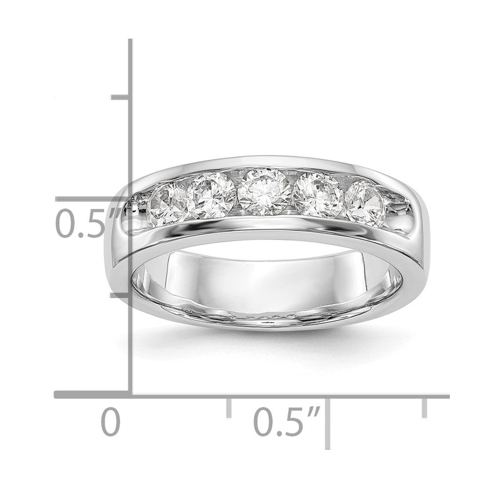 14K White Gold 5-Stone 3/4 carat Round Diamond Complete Channel Wedding Band Ring
