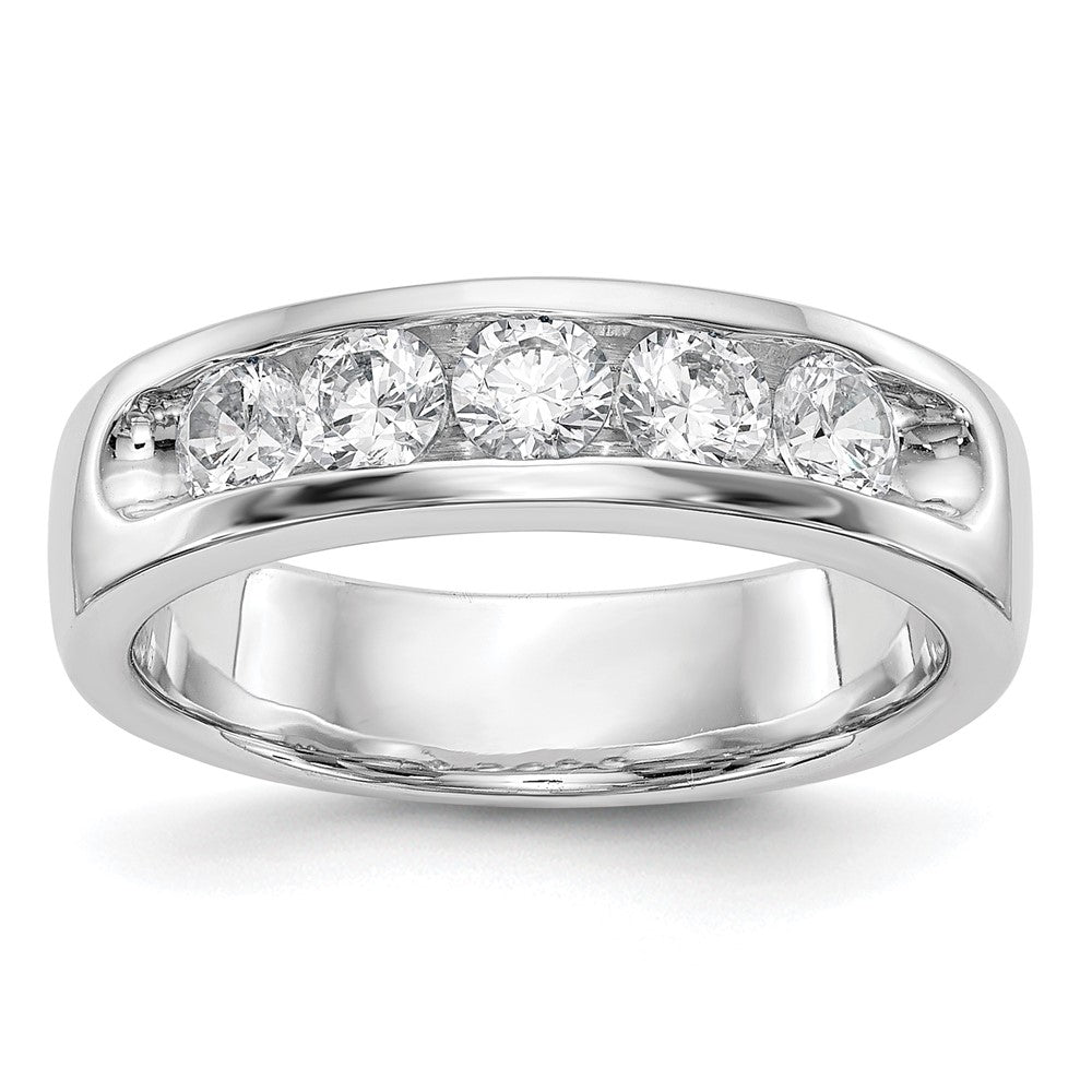 14K White Gold 5-Stone Diamond Channel Wedding Band Ring