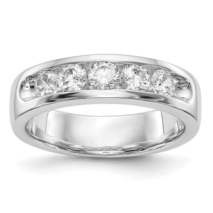 14K White Gold 5-Stone Diamond Channel Wedding Band Ring
