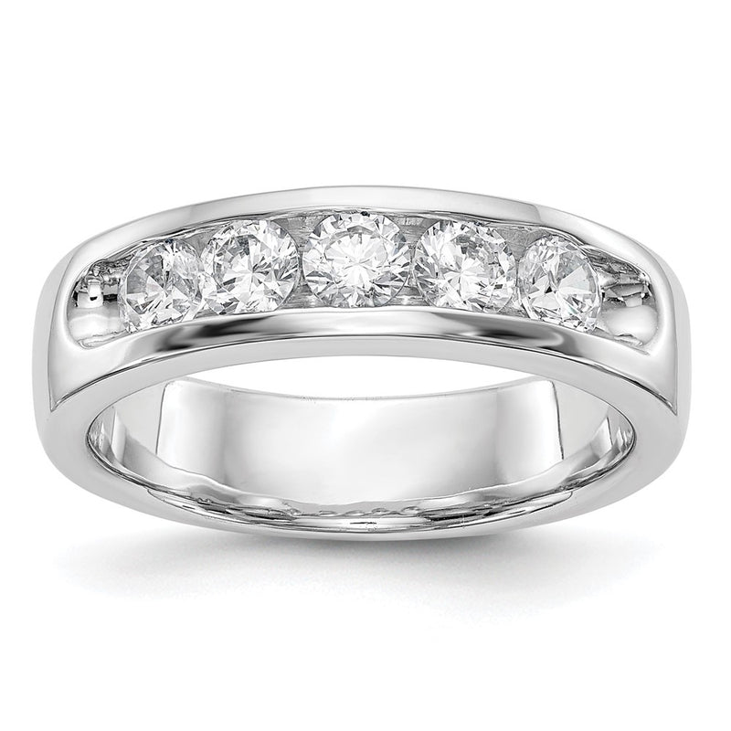 14K White Gold 5-Stone Diamond Channel Wedding Band Ring