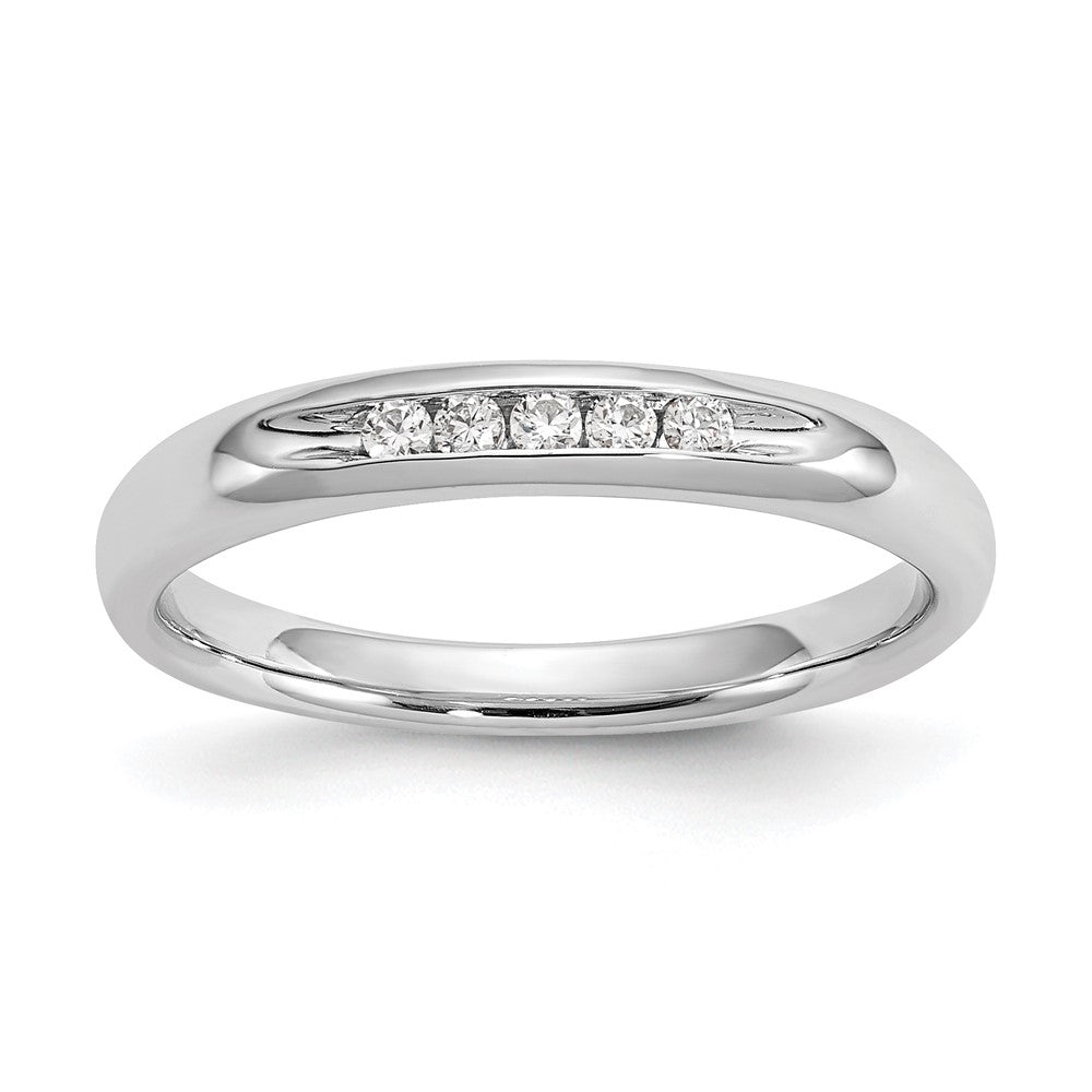 14K White Gold 5-Stone Real Diamond Channel Band