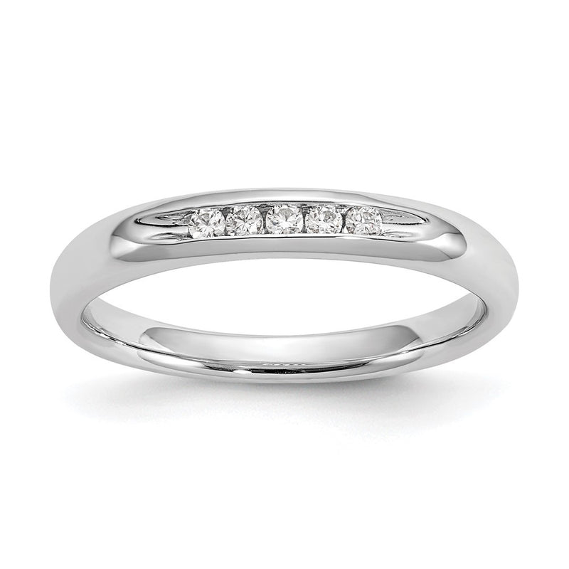 14K White Gold 5-Stone Real Diamond Channel Band