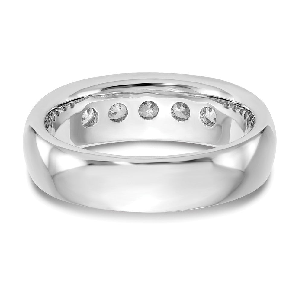 14K White Gold 5-Stone Real Diamond Channel Band