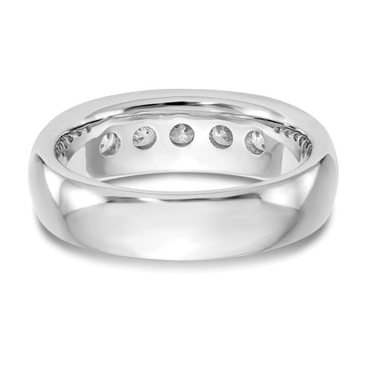 14K White Gold 5-Stone Real Diamond Channel Band