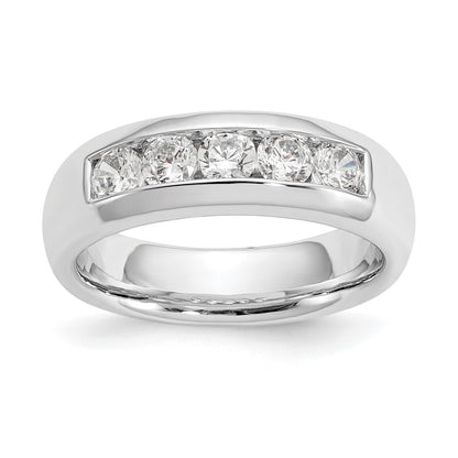 14K White Gold 5-Stone Real Diamond Channel Band