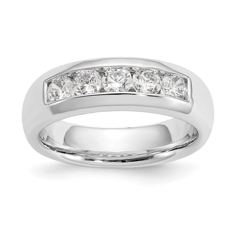 14K White Gold 5-Stone Real Diamond Channel Band