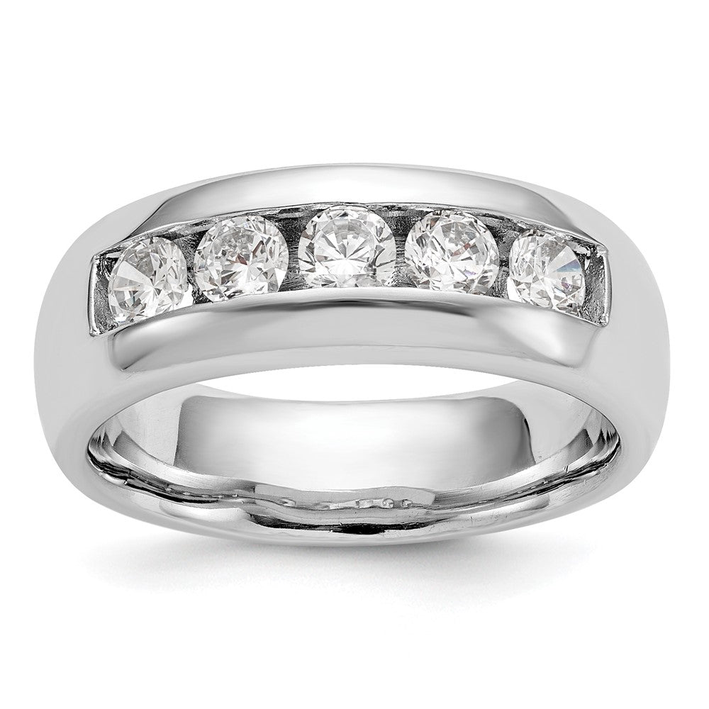 14K White Gold 5 Stone 1 Carat Round Diamond Complete Channel Band