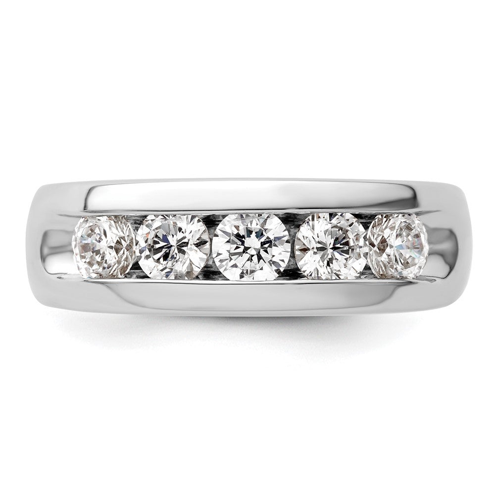 14K White Gold 5-Stone Real Diamond Channel Band
