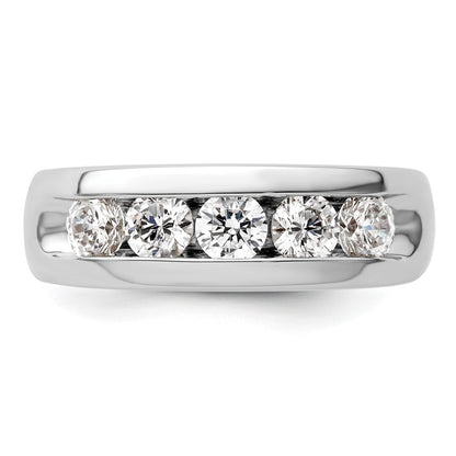 14K White Gold 5-Stone Real Diamond Channel Band