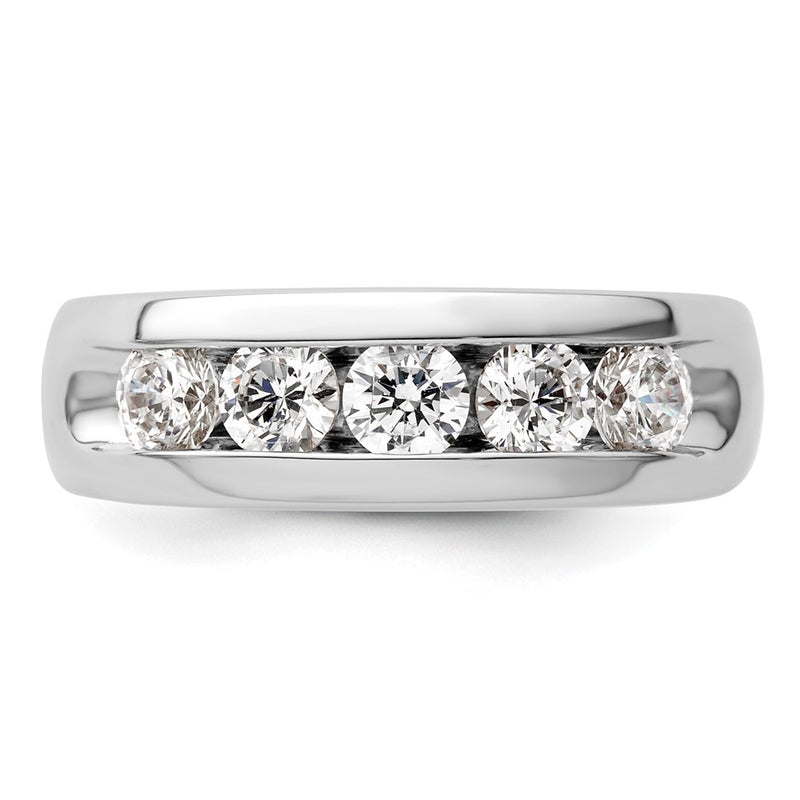 14K White Gold 5-Stone Real Diamond Channel Band