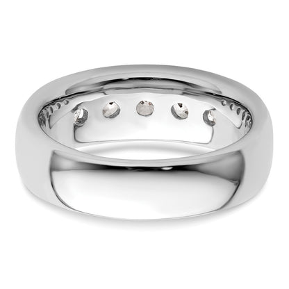 14K White Gold 5 Stone 1 Carat Round Diamond Complete Channel Band