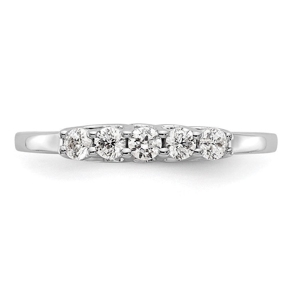 14K White Gold 5-Stone Real Diamond Band