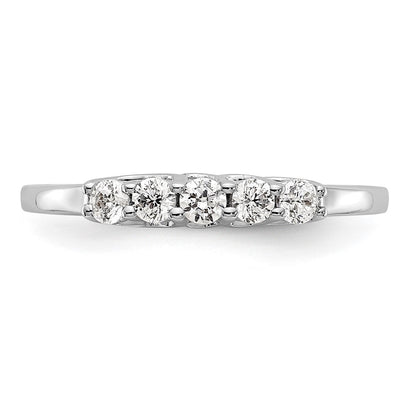 14K White Gold 5-Stone Real Diamond Band