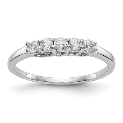 14K White Gold 5-Stone Real Diamond Band