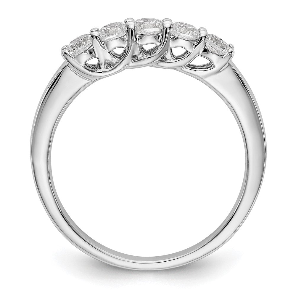 14k White Gold 5-Stone Shared Prong 1/2 carat Complete Round Diamond Band