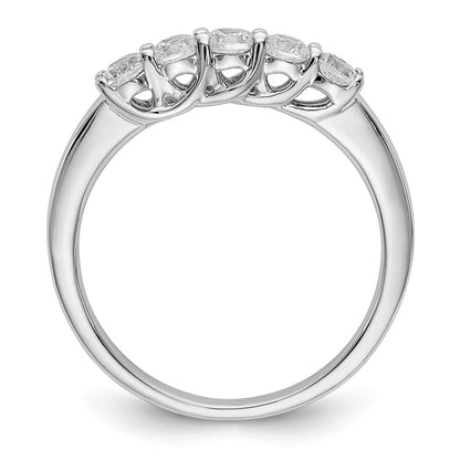 14k White Gold 5-Stone Shared Prong 1/2 carat Complete Round Diamond Band
