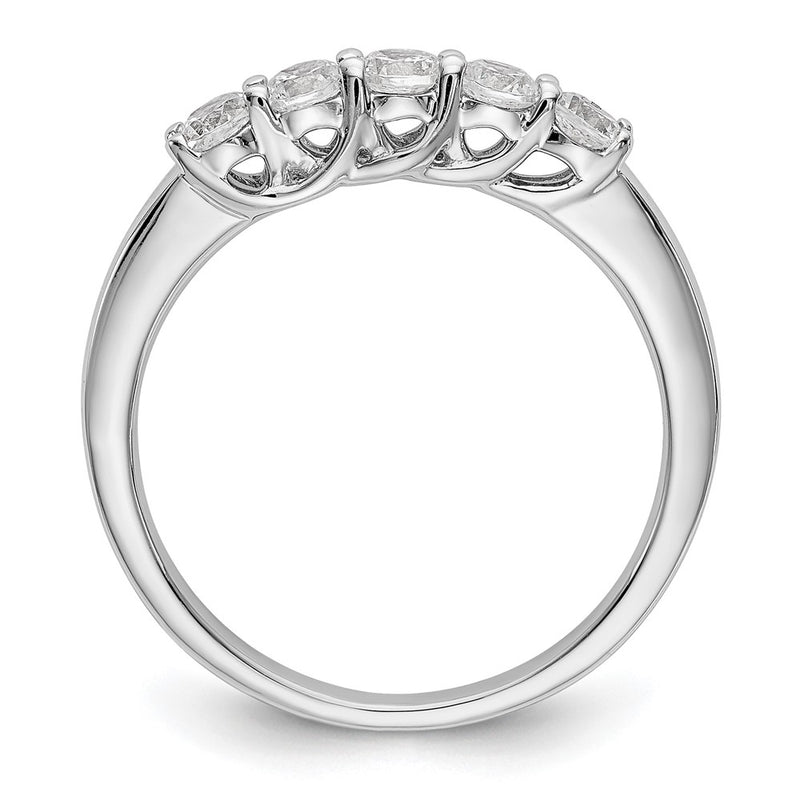 14k White Gold 5-Stone Shared Prong 1/2 carat Complete Round Diamond Band