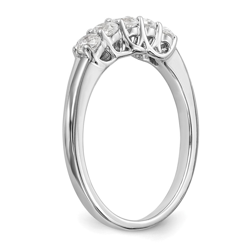 14k White Gold 5-Stone Shared Prong 1/2 carat Complete Round Diamond Band