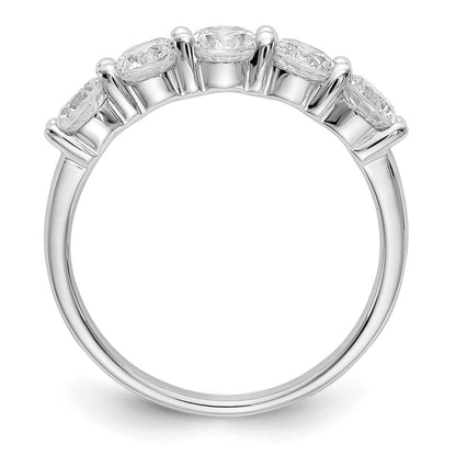 14k White Gold 1 1/3 Ct. Lab Grown Diamond VS/SI+ G+ Five Stone Fashion Band Ring