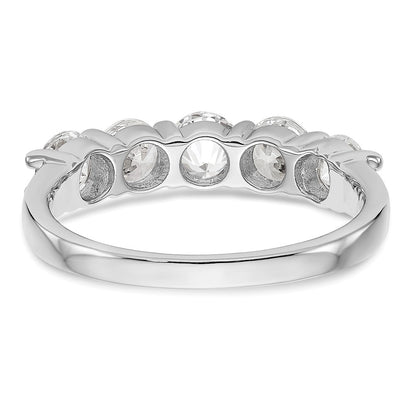 14k White Gold 1 1/3 Ct. Lab Grown Diamond VS/SI+ G+ Five Stone Fashion Band Ring