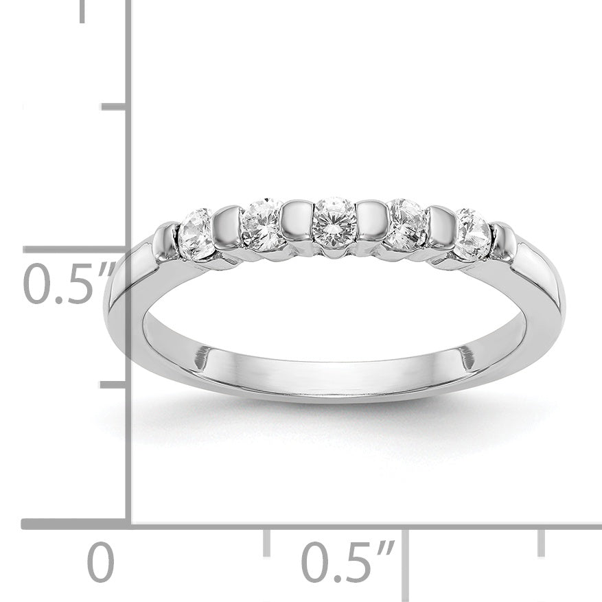 14K White Gold 5-Stone Real Diamond Band