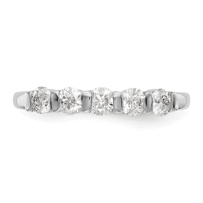 14K White Gold 5-Stone Real Diamond Band