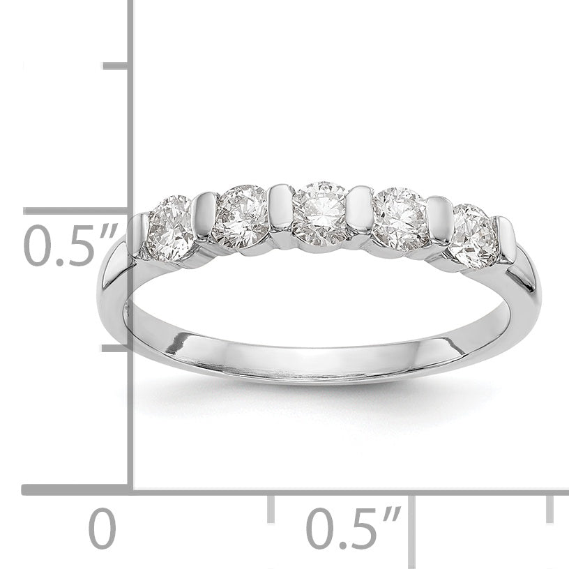 14K White Gold 5-Stone Real Diamond Band