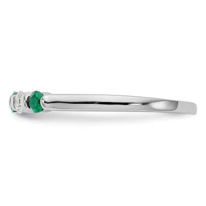 14k White Gold Real Diamond w/Emerald Band