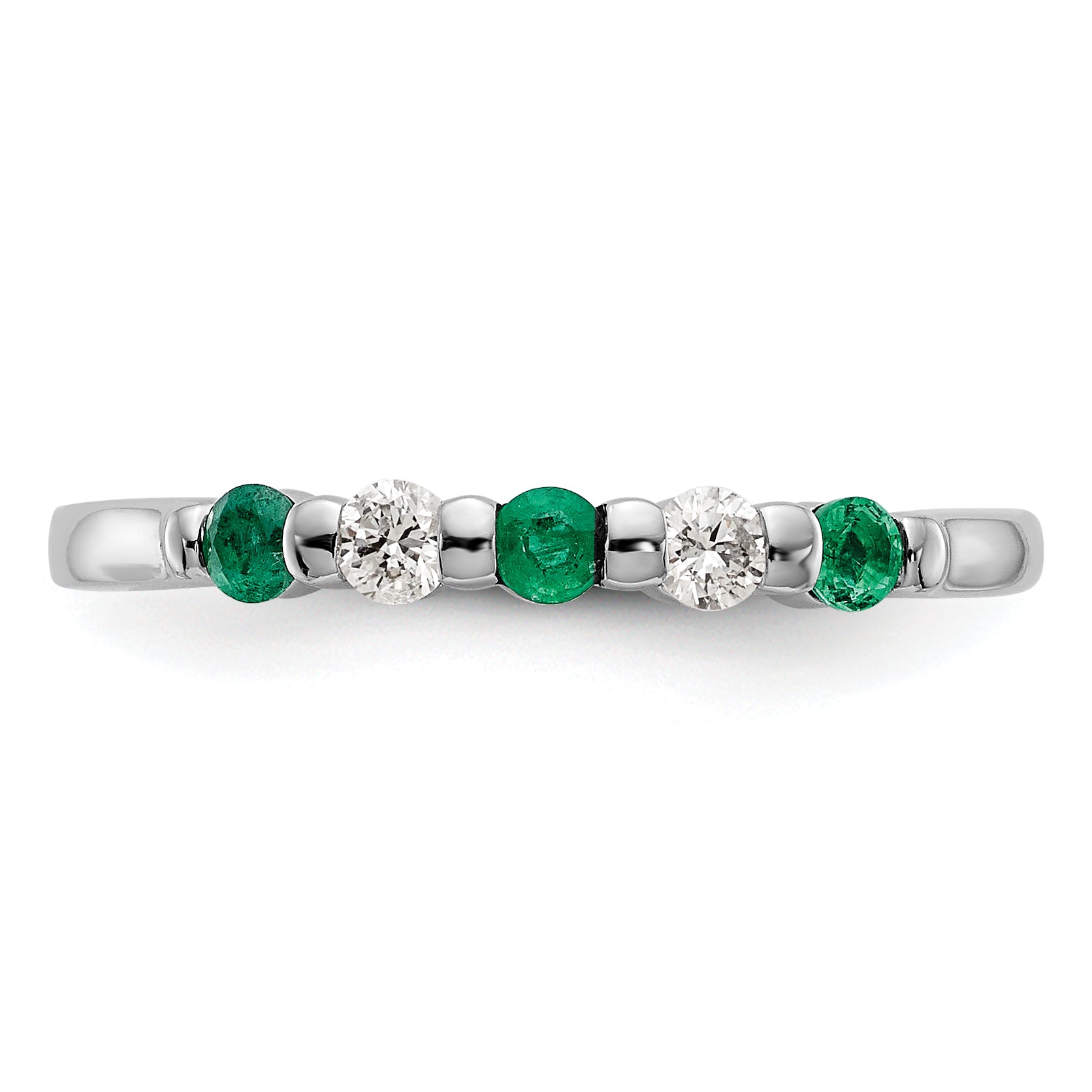 14k White Gold Real Diamond w/Emerald Band