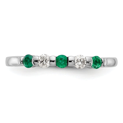 14k White Gold Real Diamond w/Emerald Band
