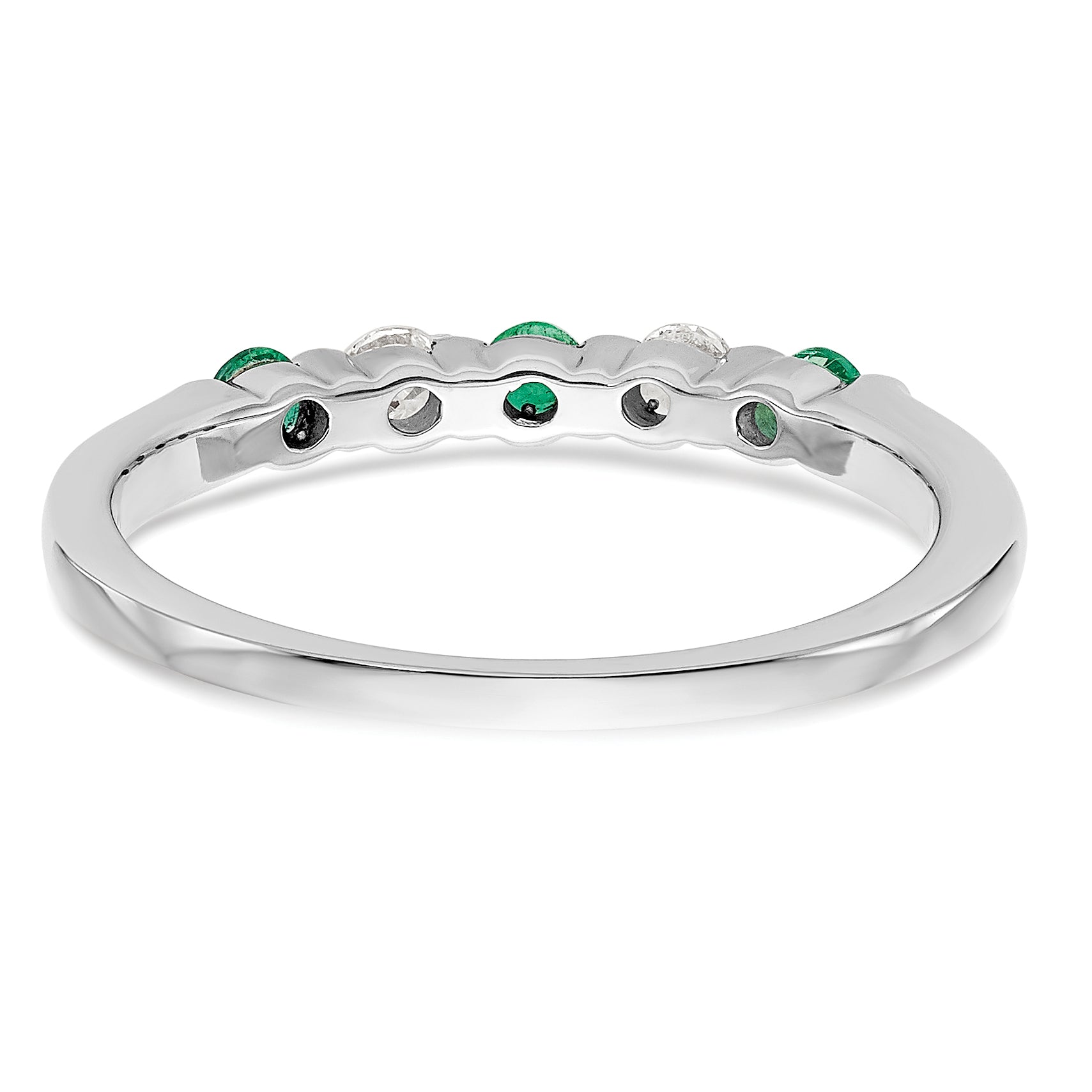 14k White Gold Real Diamond w/Emerald Band